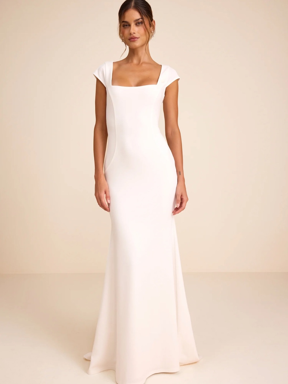 Lulus Alena White Cap Sleeve Mermaid Maxi